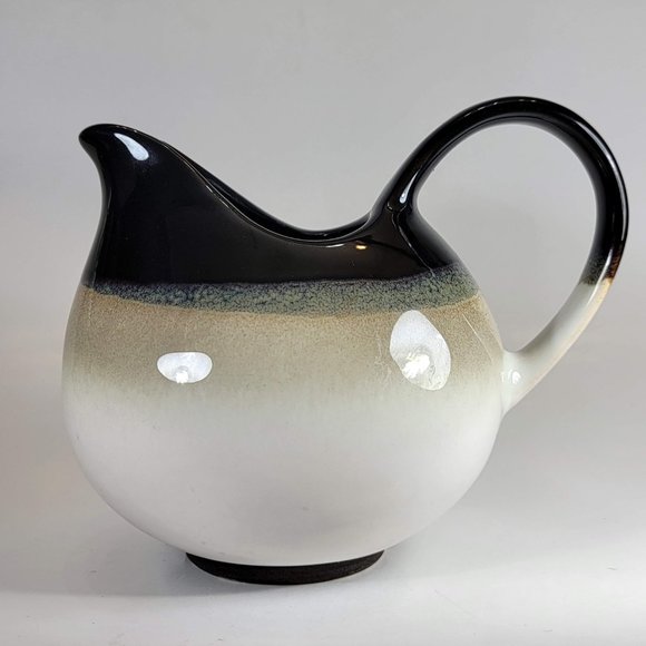 4 Sango Nova Black 4932 Coffee Mugs and Creamer Container Tall Cups Cream Color - Picture 3 of 16